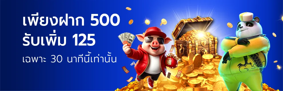 ฝาก 500 รับเพิ่ม 125 เฉพาะ 30นาทีนี้เท่านั้น